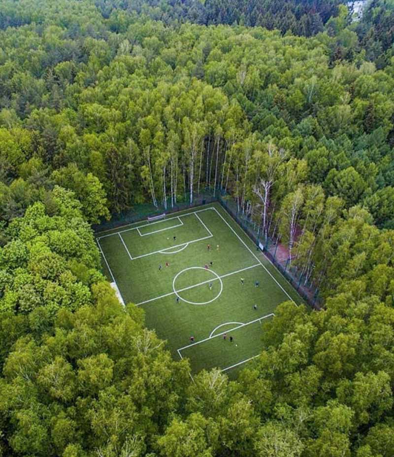 تصویری از رویایی ترین زمین فوتبال که در قلب جنگل 