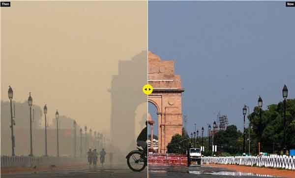 ‏مقایسه هوای ‎دهلی نو هند؛ قبل و بعد از اومدن ‎کر
