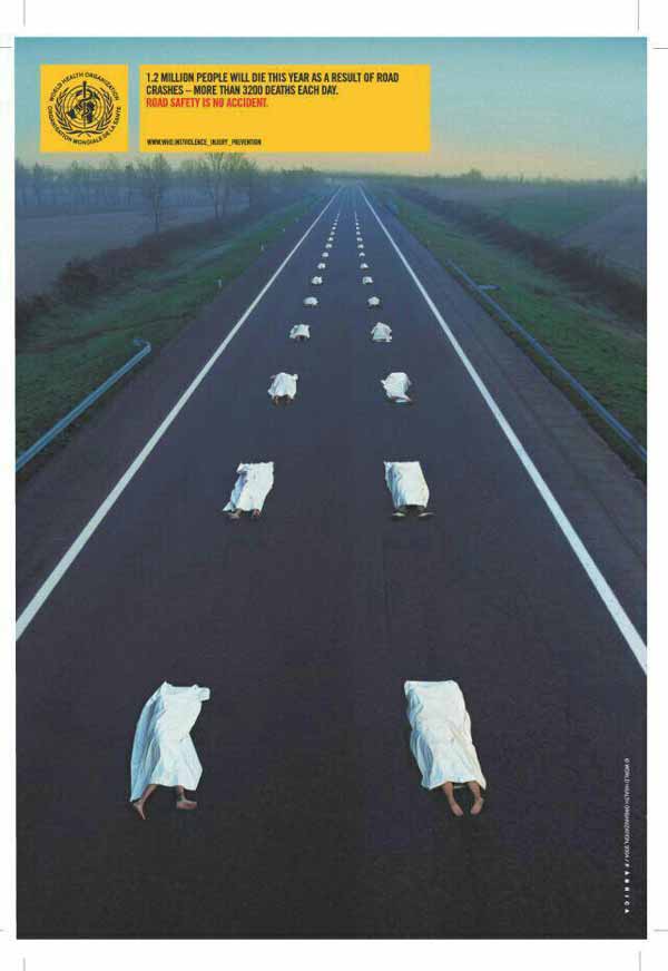پوستر سازمان جهانی بهداشت در مورد تلفات جاده ای س