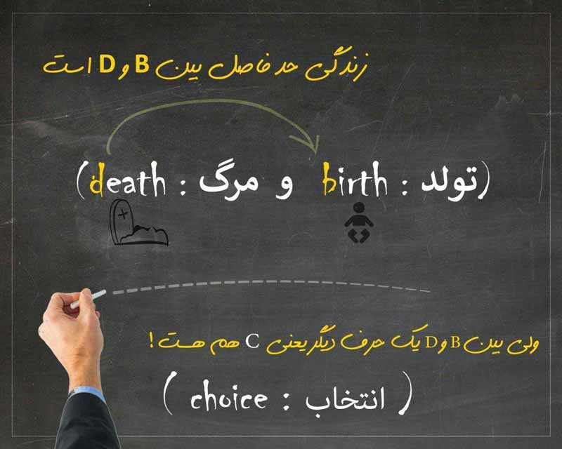 زندگی حد فاصل بین B و D است ‌تولد birth و مرگ dea