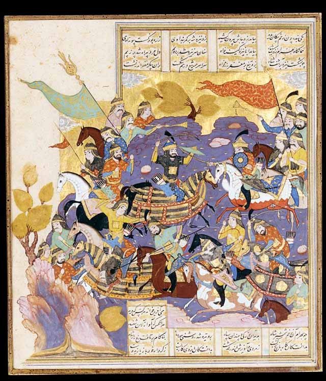 تصویری از نبرد خسروپرویز و بهرام چوبین در شاهنامه