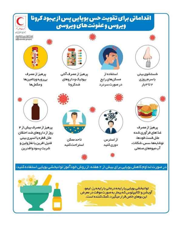 اینفوگرافیک اقداماتی برای تقویت حس بویایی بعد از 