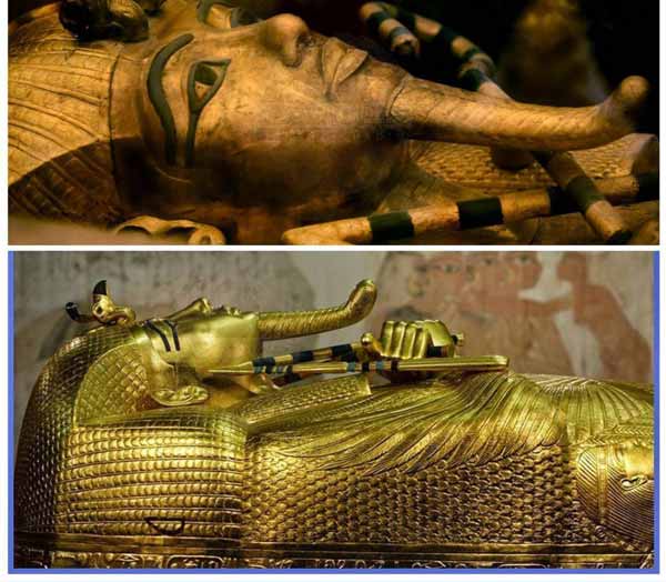 در مجسمه ها و ماسک های فراعنه اگر ريش فرعون بسمت 