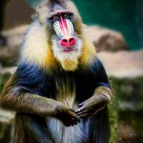 ميمون مندريل خشن ترین میمون كه در اكثر نبردها با 