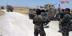 ارتش سوریه جلوی عبور خودروهای نیروهای آمریکا را د