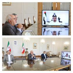 گفتگوی ویدئوکنفرانسی ظریف و وزیر خارجه امارات (+ع