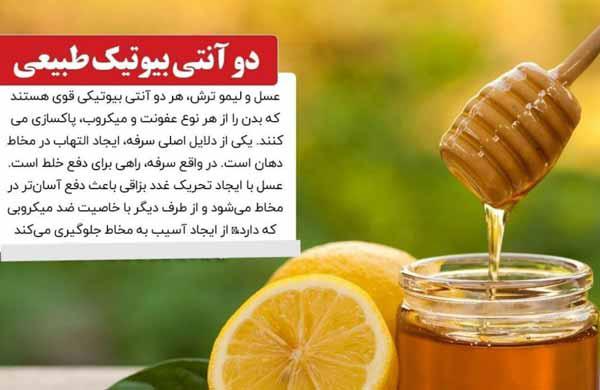 دو آنتی بیوتیک طبیعی  عسل و لیمو ترش هر دو آنتی ب