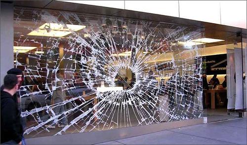 ۱استیکر اپل استور برچسب تبلیغاتی شیشه شکسته اپل ا