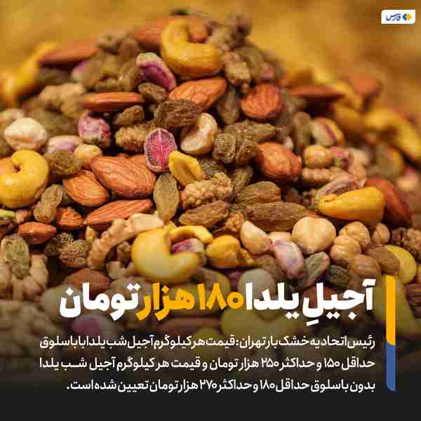 ‌ رئیس اتحادیه خشک بار تهران قیمت هر کیلوگرم آجیل