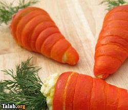 آموزش تصویری تهیه هویج شکم پر با سالاد الویه