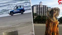 شیطنت زن مانکن برزیلی  کنار ساحل دریا در روزهای ک