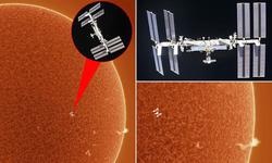 عبور ایستگاه فضایی بین‌المللی از مقابل خورشید  "م