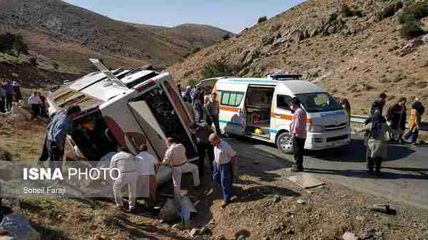  حادثه واژگونی اتوبوس حامل خبرنگاران محیط زیست در