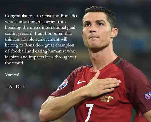 Congratulations to cristiano who is now one goal 