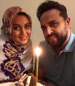 جشن تولد دونفره مجری تلویزیون با همسرش + تصاویر
