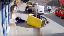 فیلم تصادف دلخراش موتورسیکلت با یک زن !