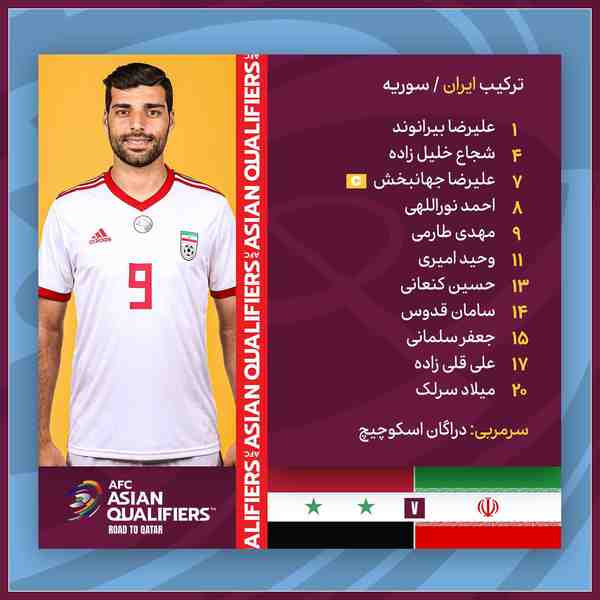 • ترکیب تیم ملی ایران  جهت اولین دیدار در مرحله م