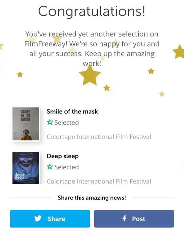 ‎ حضور دو فیلم لبخند ماسک و خواب عمیق در فستیوال 